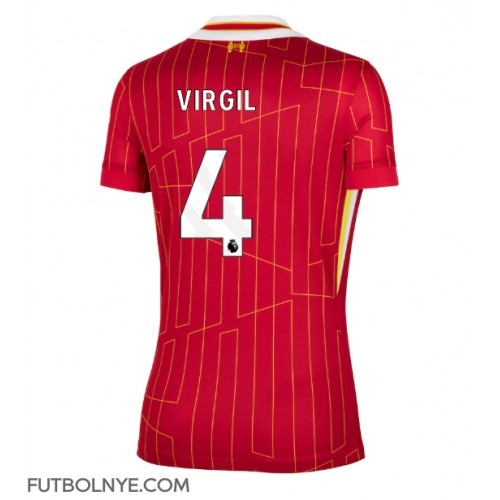 Camiseta Liverpool Virgil van Dijk #4 Primera Equipación para mujer 2024-25 manga corta